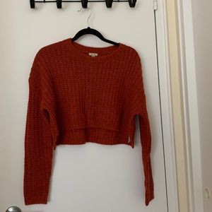 UO Cropped Orange Knit Sweater